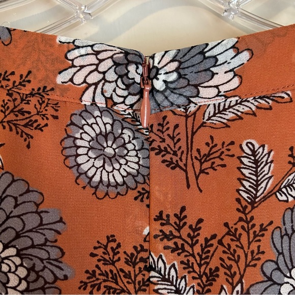 Madewell Terracotta Floral Short Flutter Sleeve Scoop Neck Midi Dress Size 6 - Picture 10 of 12